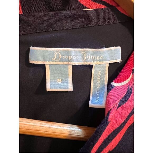 Draper James Women's 8 Flared Elbow Sleeve Shift Dress Navy Pink Preppy Coastal - Picture 11 of 12